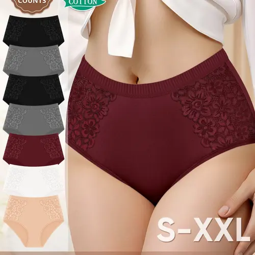 [Soft Cotton] MEIYATING 7pcs Women's High-Waisted Thigh-High Panties Underwear, Breathable Fit Panties, Breathable, Plain Pattern, Casual Style, Feminine, Everyday, All Seasons