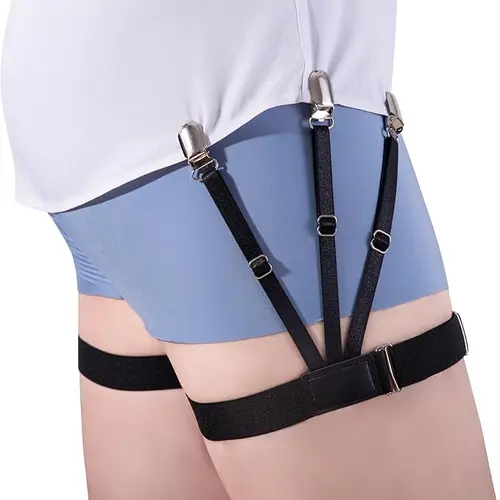 Men's Adjustable 3rd Gen Elastic Shirt Stays Accessory - Non-Slip Clips, Premium Material, Secure Fit for Police, Business Casual Wear