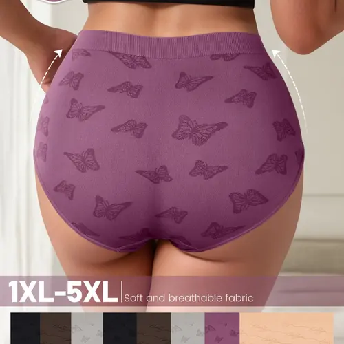 8-Pack MEIYATING Plus Size Women's Triangle Pants, Butterfly Shape Soft Fitted Underwear, High-Quality Printed Skin-Friendly Triangles Panty, Breathable Print Panties