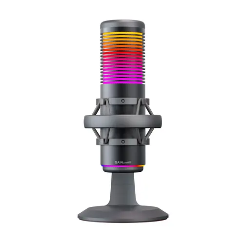 Hitozon Wired USB Condenser Noise Cancelling Mic for PC, Mac, Windows, Mobile, PSP - RGB Gaming, Podcasts, 2 Polar Patterns, Anti-Vibration Shock Mount, Pop Filter, Gain/Volume Control, Mute Touch Control, Monitoring, Plug&Play, Manufacturer Warranty, Str