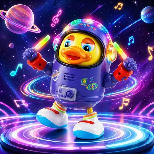 Dancing Astronaut Duck Musical Toy for Kids with LED Lights Interactive Fun Boys Girls Xmas Gift Walking Toy Gift for All Ages