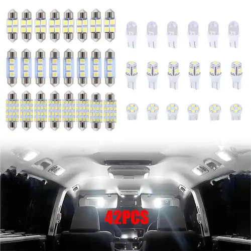42-Piece Super Bright White LED Interior Light Kit - DE3175 T10 31mm 41mm 194 Bulbs for Dome Map Tail Cab Width Lamps, Truck Accessories, Semi Truck Accessories, Cool Stuff for Car Interior, Led Car Ambient Light, Vehicle Decor