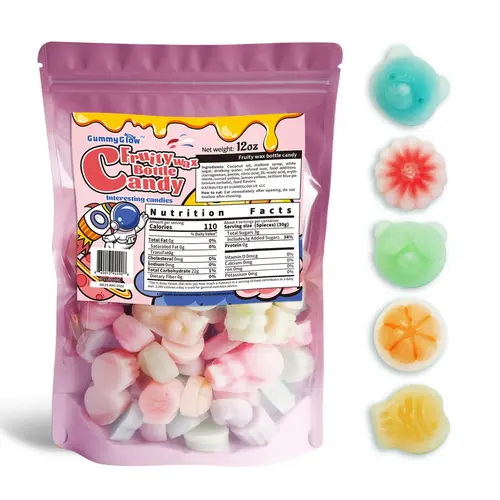 GummyGlow Wax Bottle Candies, 12 oz Bag, Old-School Mini Drink Snacks, Sweet Filled Gummies, Variety Gummy Mix, Viral Snacks - Fruit-Flavored Jelly Chewing Treats, Retro Party Gifts, ASMR Sweet Treats