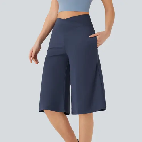 Halara Softlyzero Airy Crossover High-Waisted Wide-Leg InstantCool Yoga Pedal Pusher Pants with Pockets #BackToSchool