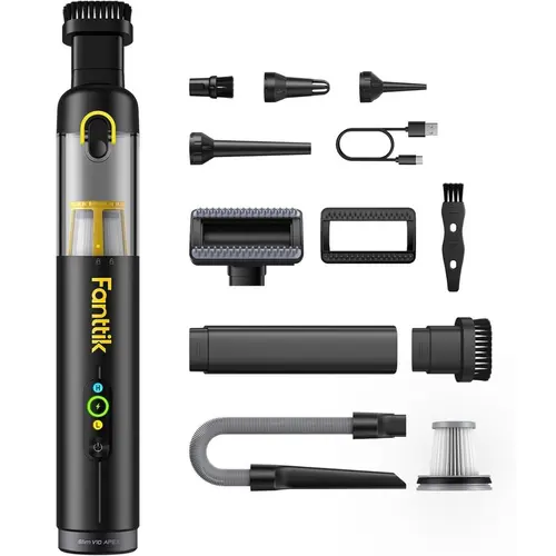 Fanttik Slim V10 Apex Cordless Car Vacuum, 4-in-1 Portable Mini Handheld Vacuum, 19000pa Suction Power, Upgraded Smart Digital Display, 2 Suction Modes for Car, Office Desk, Keyboards Detailing Kit Car Cleaning Supplies Car Cleaning Kit
