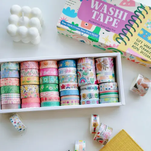 38-Roll Washi Tape Set with Ephemera, Elegant Romantic Floral Vintage Pastel Sticker Tape, Scrapbooking Supplies Kit with Soft Aesthetic Accents for Junk Journal, Bible Study to Elevate Your Craft Sessions #Summervibes Collage