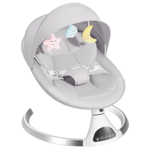 [sohochic] HARPPA Baby Electric Swing Rocking Chair for Newborns - Baby Items with Mosquito Net, Metal Frame, Adjustable Harness, Portable Foldable Design, 5 Speeds, Timer, 12 Soothing Songs, Remote Control, Newborn Baby, Swingchair, Infant Swing, S