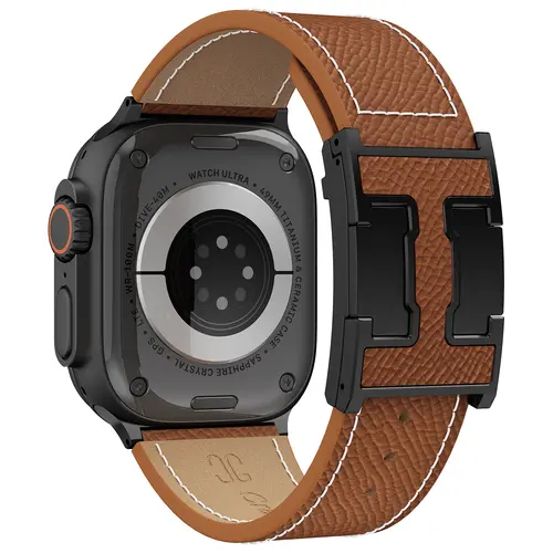 CRAZYGRASS Men's Executive Magnetic Leather Watch Band, Palmar Crease Texture Rugged Strap Compatible with Watch Series 44mm 45mm 46mm 49mm Adjustable Watch Strap, Premium Elevated Accessory for Men [WATCH NOT INCLUDED] Timeless Design Universal Fit, Acce