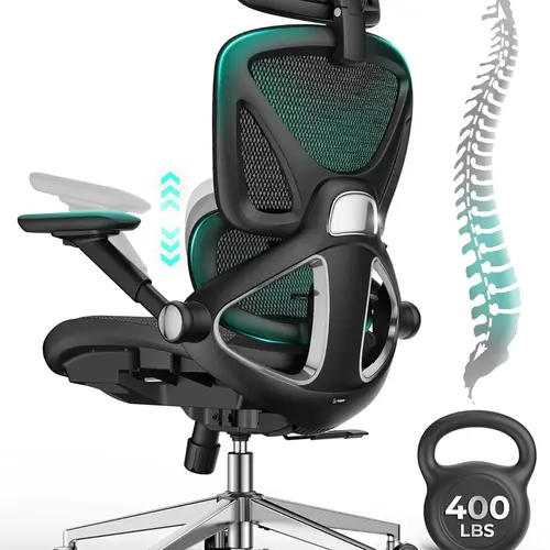 CAPOT Adjustable Ergonomic Modern Aerovith Mesh Office Chair - 360-Degree Swivel, Rolling Casters, Fine Lumbar Support, Flip Armrests, Height-Adjustable Seat, Ideal for Long-Hour Desk Work, Ergonomic Chair, Ergonomic Chairs, Airmesh Desk Chairs