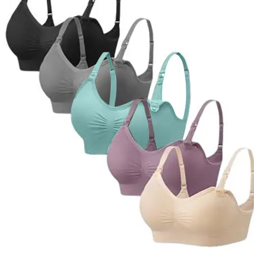 5-Pack Angel Care Pregnancy Nursing Bras, Essential for Pregnant and Nursing Mothers, Seamless Wireless Sleep Bras, Includes Extender for Comfort