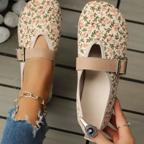 Women's Floral Flat Shoes, Soft Sole Flats, Fashionable Flats, Breathable Closed-Toe Slip-Ons for Summer, Casual and Stylish Daily Footwear for Women, Soft Soled Shoes, Shoe Dazzle Shoes
