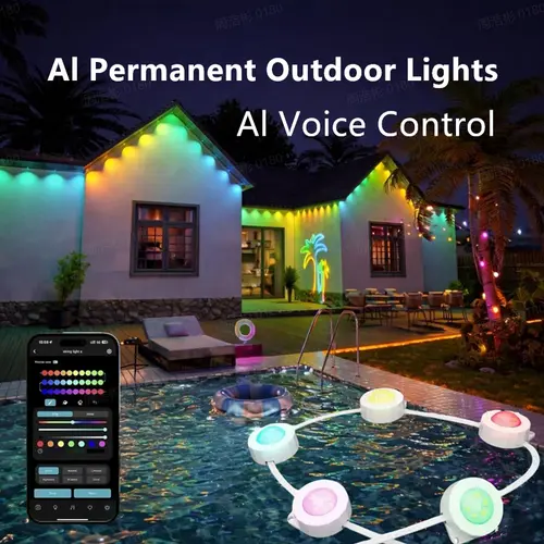 Lepro E1-60 AI Permanent Outdoor LED Strip Lights, 100ft RGBIC+Warm/Cool White 60 Triple-LED Decorative Lights, Smart App-Controlled, Alexa/Google Enabled, Firework Effect for Christmas, Halloween, Lighting, Tubes String Lights