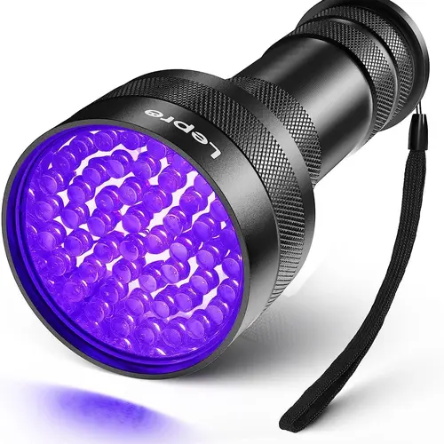 LEPRO 51-LED Compact-Size Aluminum Alloy Handheld UV Flashlight - 395nm Waterproof UV Torch, Battery Powered, Fast Heat Dissipation, for Stain Detection, Bed Bug Scans (Home Improvement Portable Lighting Tool, Batteries Not Included)