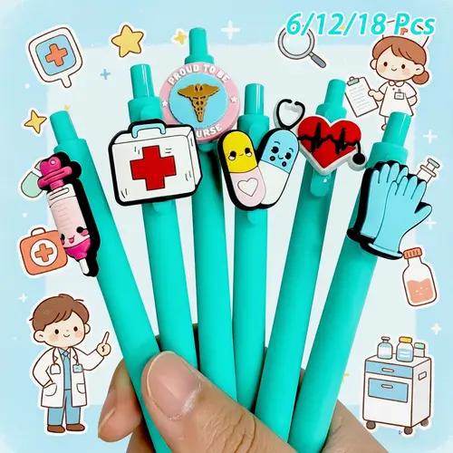 6/12/18pcs Nurse and Doctor Gel Pens, Rollerball Pen Set, Medical Record Pens, Nurses Day Gift, Mixed Colors Random Styles, Perfect for Nurses, Medical Assistants and Students, Nurse Gadgets, Writing Pens, Gel Ink Pens