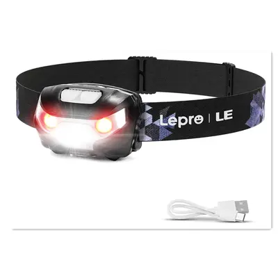 LEPRO LED Rechargeable Headlamp - High Lumen, Cordless Portable, 5 Modes, IPX4 Waterproof, Red Light, USB Cable, Long Range, LED Lights, Outdoor Gadgets for Camping (Home Improvement & Outdoor Lighting Accessory)