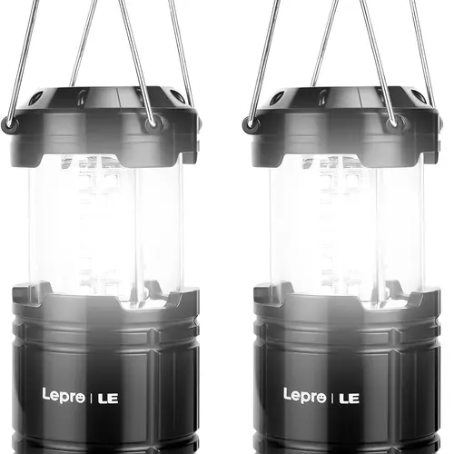 LEPRO High Lumen LED Camping Lantern - 190 Lumens Battery-Powered Compact Collapsible Form Portable Carry Outdoor Flashlight, IPX4 Waterproof Emergency Accessory for Blackouts, Hiking