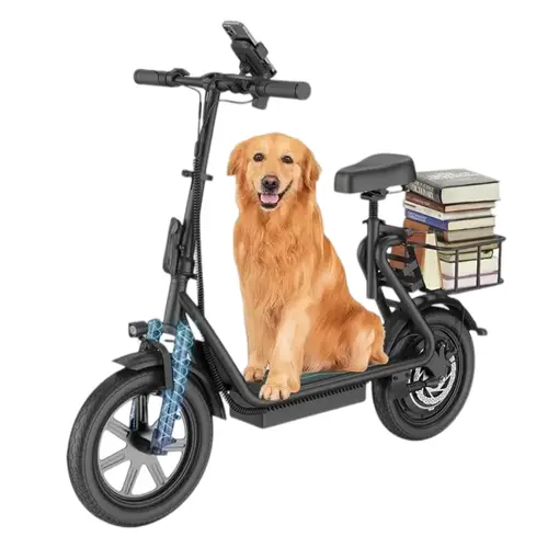 SummerVibes [AOPO] Electric Scooter with Seat, 500W Motor, 22MPH Top Speed,  Adults Electric Scooter with Large Storage Basket for Pets Dogs and Items ev Scooter E Bike