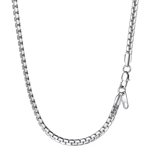 PROSTEEL 14K Gold Plated/Steel/Black Flat Box Chain Necklace Stylish Stainless Steel Width 4/6mm Length 14-30 Inches Simple Minimalist Unisex Jewelry For Men Women Gift Box
