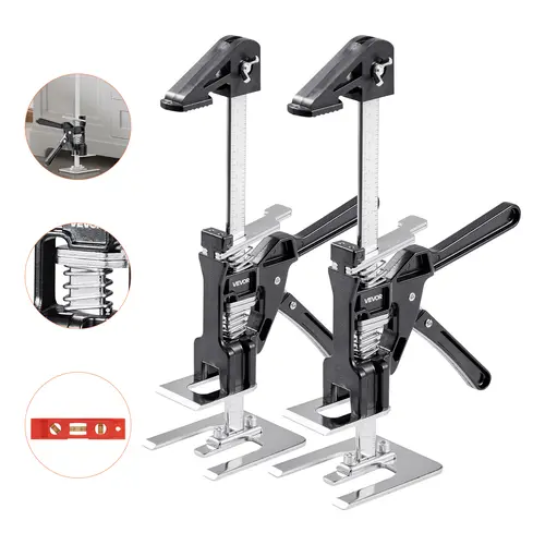 【fathersdaygift】VEVOR Heavy Duty Portable Labor Saving Arm Jack Tools2 PCS 330 lbs Bearing Capacity7.1" Lift HeightAdjustable Clamp HeightMetal Hand Lifting Jack with Magnetic Levelfor DoorWindowBlack, Home