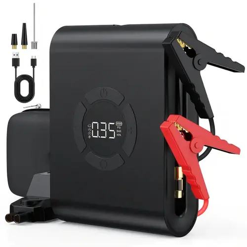 Jump Starter with Air Compressor, 2000A Battery Jump Starter (up to 7.0L Gas/5.5L Diesel Engines) with 150PSI Digital Tire Inflator, 12V Jump Box Battery Booster Pack