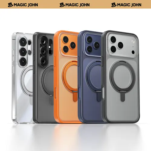 MAGIC JOHN Protective Magnetic Casing - 360-Degree Rotatable Stand, Invisible Design for iPhone, Samsung Smartphone, Cellphone Wireless Compatibility,back to school,back to school haul
