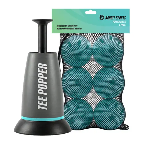 Tee Popper 6 Ball Bundle - Baseball Training Hitting Aid with 46" Pop Height & 3-Second Dwell Time for Solo Drills