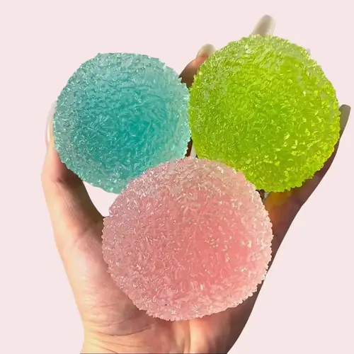 Pawtoto Handcrafted Crystal Mochi Squish Ball Stress Relief Fidget Toy - Blue, Ice Crack Feel, Crunchy Sound - Squish Balls, Crunchy Squishies, Toys for Grown Ups, Collectibles - Inclusive Shipping Whimsical Gift for 12+ Years