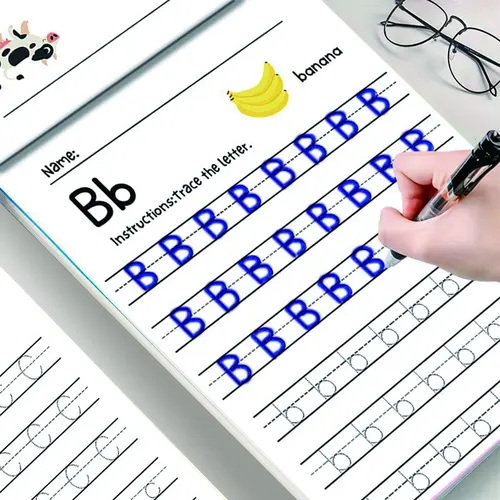64 Pages Alphabet Practice Book, Tracing Preschool Books, with Cute Cartoon Patterns, Learning Aid for Kids, Fun Writing Activities, Handwriting Exercises & Durable Paper, Letter Tracing, School Supplies, Ideal Back to School Gift