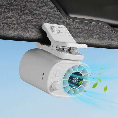 PADOX Summer Gift, Car Clip On Fan with LED Display, Portable Rechargeable Personal Cooling Fan, 360° Rotation, 10 Adjustable Speeds, 1800mAh USB Battery, Quiet Clip Fan for Car, Stroller, Office, Camping, Travel & Outdoor