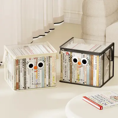 UFORU 2-Pack Student Book Storage Boxes, 13.39 x 9.84 x 9.84 in Transparent PVC Foldable Storage Organizer Bags for Dolls, Books & Classroom Home Organization #SummerWins #DFYD