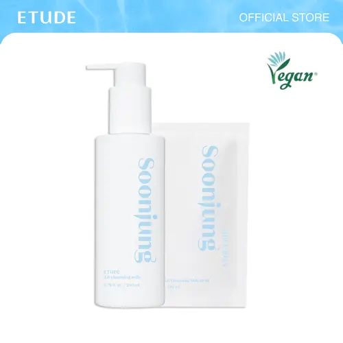 [ETUDE Official] Soonjung Cleansing Milk 6.8 fl oz (200ml) + 3.4 fl oz (100ml) Set | Gentle Hydration-Retaining Cleanse | Soothes Sensitive Skin | pH-Balanced Comfort | Facial Wash | Vegan cleanser