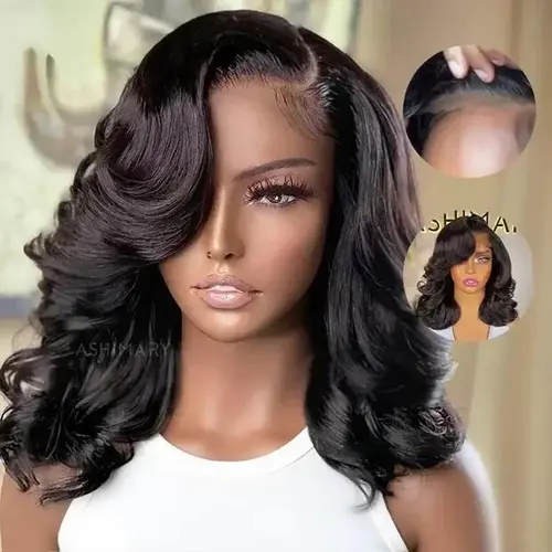 【 POV: You Forget you Had on a Wig 】Salon Style C Part Side Pre Styled Body Wave Layer Cut 250% Density Glueless Ready To Go Wig 6x4.5 Lace Invisi-Drawstring Short Bob Wigs Pre Everything Human Hair Wigs Pre Plucked Pre Cut For Black Women#summerwins