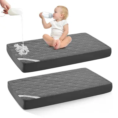 【SummerWins】Luxury Waterproof Crib Mattress Protector – Ultra-Soft, Noiseless & Breathable Toddler Bed Cover. Quilted for comfort, this machine washable pad fits standard 52"x28" cribs—perfect for nursery, bedwetting, and overnight protection.
