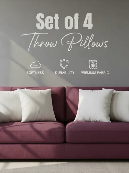 Utopia Bedding White Soft Bounce Pillow Inserts - Pack of 4 - Plush Brushed Fabric, Breathable, Durable, Supportive Memory Foam - for Home Decor, Aesthetic Home Decor, Living Room Decorations, Apartment Accessories