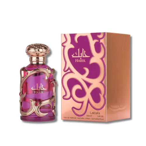 Lattafa Habik Women's Fragrance Eau De Parfum (3.4 fl oz) - Delightful Fragrance, Floral Fruity-Citrus Aromatic Scent with Bergamot, Pear, Arab Perfume EDP Spray, Signature Scent, Adults, Feminine Energy, Fresh, Distinctive Fragrance, Sweet Fruity Tropica