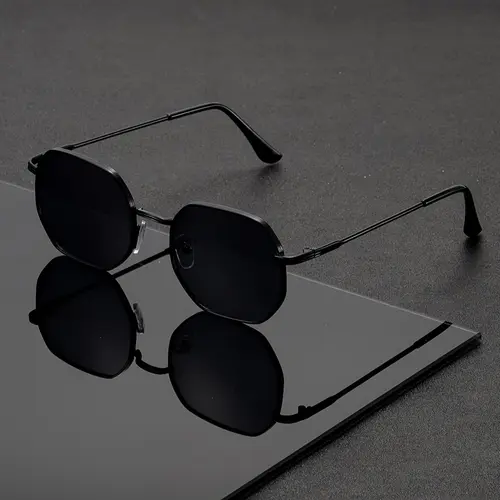Elegant Geometric Metal Frame Glasses, Classic-Style Stylish Glasses with Timeless Design for All Face Shapes, Classic Shades, Perfect for Photography and Music Festivals