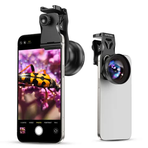 APEXEL 100X Ultra Macro Mobile Phone Lens Photographic Kit - 10X Magnification, 50-110mm Focal Range, F1.05 Aperture, Aluminum Alloy, Professional for iPhone/Samsung, Smartphone Camera Accessories, Christmas Gift, Manufacturer Warranty