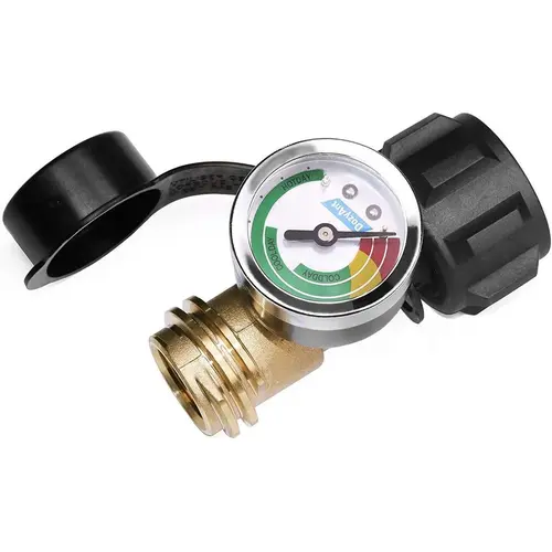 AXIZITECH 1-Pc Propane Tank Gauge Level Indicator - Color Coding, Leak & Pressure Detection Tool, Type 1 Connection, Universal Design for RV Camper, BBQ Gas Grills