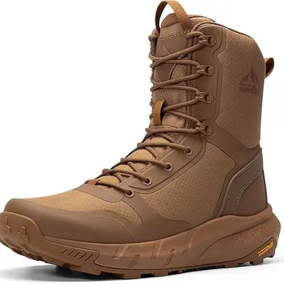 【SummerFinds】NORTIV 8 Men's Military Tactical Boot 8 Inches Round Toe Laced Closure Lightweight Comfortable for Work All Day Side Zipper Motorcycle Combat Hiking Boots Durable Black Supportive Protection Outdoor Sturdy,summerwins,father'sdaygifts