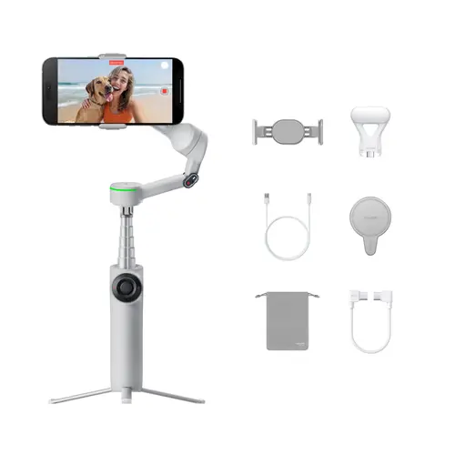 Insta360 Flow 2 Pro Creator Bundle - Foldable AI Phone Gimbal, Track in 200+ Apps with Apple DockKit, Multi-Person Tracking, 360º Pan Tracking, Built-in Tripod/Selfie Stick, iPhone/Android Portable Stabilizer