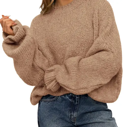 BTFBM Women's Oversized Sweater Crewneck Long Sleeve Fuzzy Knit Chunky Pullover Sweaters 2026 Fall Winter Trendy Outfits
