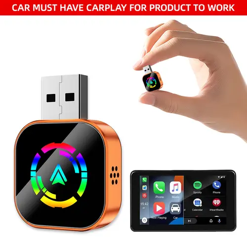 Yurnlv 2026 Wireless CarPlay Adapter for iPhone/Android - Quick Connect, Hands-free Calling Support, CarPlay Dongle with Electronic Charger
