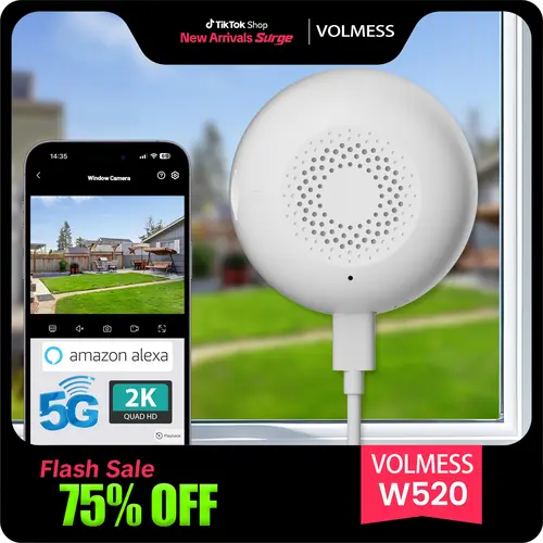 2K HD Wireless Window Camera, 5GHz&2.4GHz WiFi Indoor Cameras for Home Security Al Color Night Vision,Person,Pet,Vehicle & Motion Detection,24/7 Recording,Easy & Quick Install
