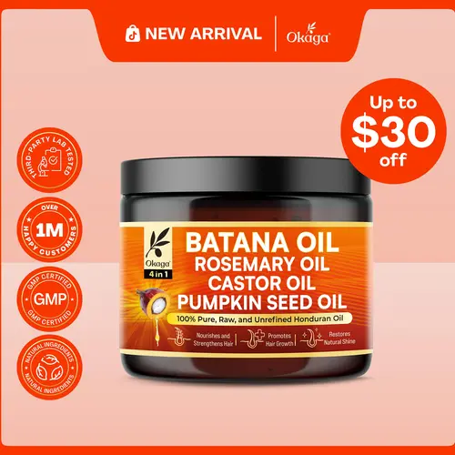 Okaga 4 in 1 Batana Oil Cream - with Rosemary, Castor, & Pumpkin Seed Oil - Hair Growth & Scalp Health Support - (5 oz)