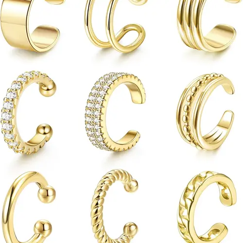 Women's Non Piercing Ear Cuffs, Earcuff, Lightweight Clip on Cartilage Earrings Ideal for Non Pierced Ears, Fashionable Faux Earrings, Non Piercing Jewelry