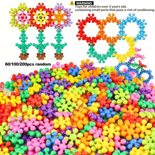 Random-Color Flower Building Blocks, Building Block Model, Building Sets, Building Kit, Buildable Blocks Kit, Creative 3D Snowflake Puzzle DIY Educational Plastic Assembly Toy, Ideal Birthday Gifts #GLOBAL PICKS