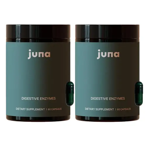 Juna Detox Digestive Enzymes Capsules, 2-Pack 60-Day Supply with Spore-Based Probiotics & Postbiotics, Edible Dietary Vitamin for Healthy Digestion, Gluten-Free Healthcare Supplement, Sugar Free, Dairy Free