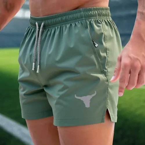 Men's athletic swim trunks featuring side zip pockets, suitable for beach, gym, and outdoor activities. Made from lightweight polyester material, they are ideal for swimming, running, and vacations. Non-stretch casual outdoor shorts.