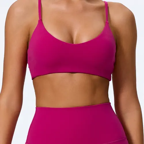 Women's Ultra-Soft Fabric Stretch Sports Bra, Tight-Fit Backless Yoga Top, Removable Pads, Ideal for Running & Fitness, Casual Daily Wear