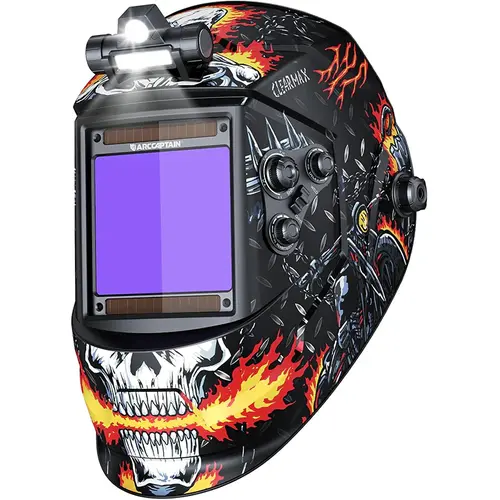 ARCCAPTAIN Auto Darkening Welding Helmet - Solar-Powered True Color Weldingmask, 3.94"x3.66" View Area, DIN 4/5-9/9-13 Shade, 1/1/1/1 Top Optical Clarity, 4 Arc Sensors, Batteries, for TIG/Arc/MIG Welding, Hard Hat Compatible, Father's Day Gift Option